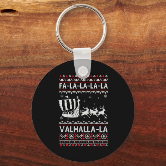Fa La La Valhalla Viking Ship Christmas Xmas Ugly  キーホルダー (正面)