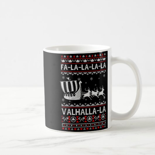 Fa La La Valhalla Viking Ship Christmas Xmas Ugly  コーヒーマグカップ (右)