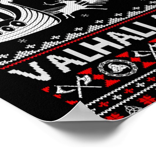Fa La La Valhalla Viking Ship Christmas Xmas Ugly  ポスター (角)