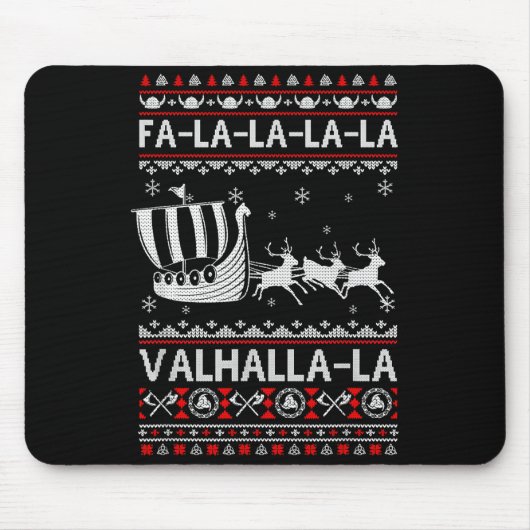 Fa La La Valhalla Viking Ship Christmas Xmas Ugly マウスパッド (正面)