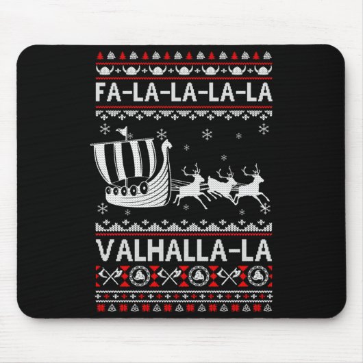 Fa La La Valhalla Viking Ship Christmas Xmas Ugly  マウスパッド (正面)
