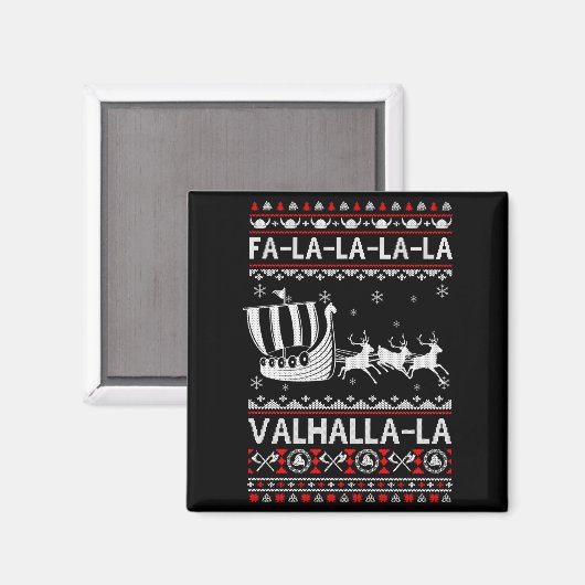 Fa La La Valhalla Viking Ship Christmas Xmas Ugly  マグネット (正面/裏面)