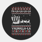 Fa La La Valhalla Viking Ship Christmas Xmas Ugly  ラウンドシール (正面)