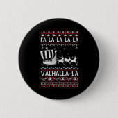 Fa La La Valhalla Viking Ship Christmas Xmas Ugly  缶バッジ (正面)