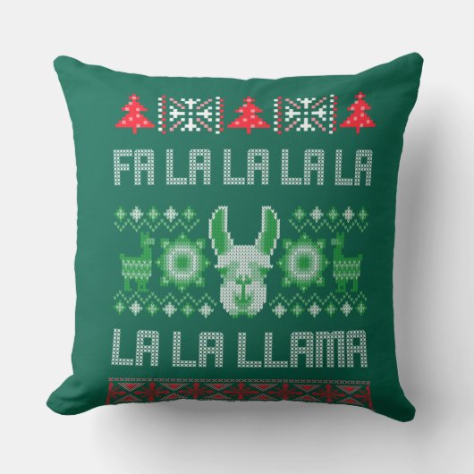 Fa La Llamaシャツ – 醜いクリスマスセーターLllam クッション (正面)