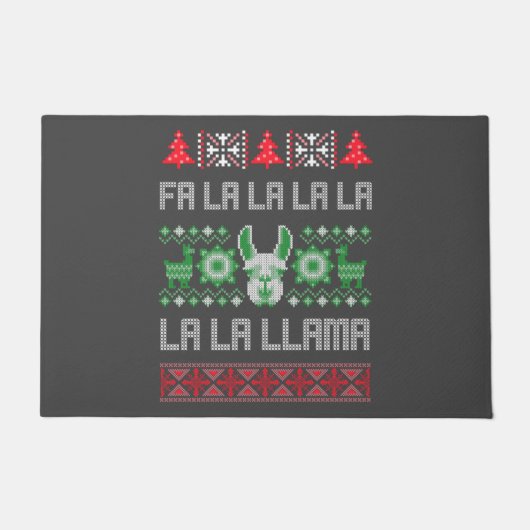 Fa La Llamaシャツ – 醜いクリスマスセーターLllam ドアマット (正面)