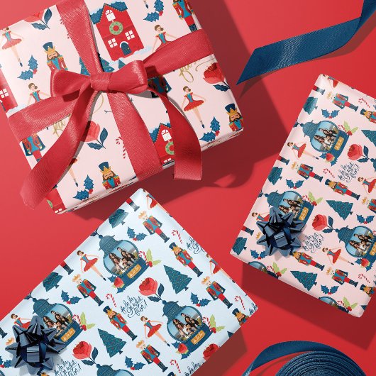 Fa La Nutcracker Christmas Family Photo Snow Globe ラッピングペーパーシート