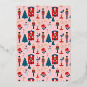 Fa La Nutcracker Christmas Family Photo Snow Globe 箔シーズンカード (裏面)