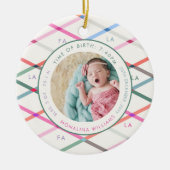 Fa La Pastel Pattern Birth Stats Baby Christmas セラミックオーナメント (正面)