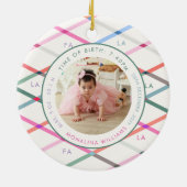 Fa La Pastel Pattern Birth Stats Baby Christmas セラミックオーナメント (裏面)