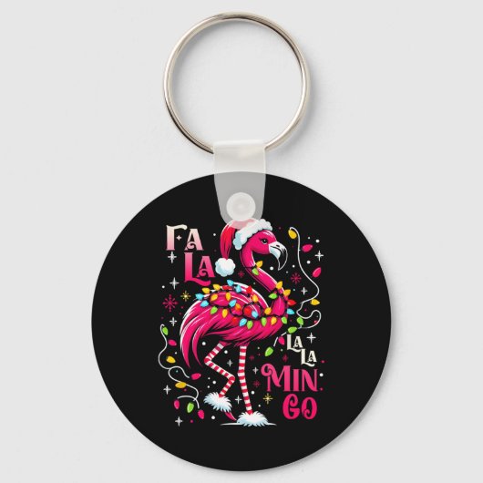 Fa Lala Mingo Flamingo Christmas Tropical Xmas Tre キーホルダー (正面)
