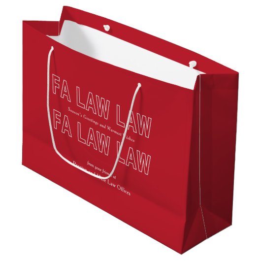 Fa Law Law 面白い弁護士ジョーク クリスマス ラージペーパーバッグ (正面アングル)
