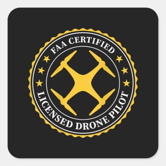 FAA Certified Licensed Drone Pilot - BACK DESIGN スクエアシール (正面)