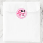 FAB 40th誕生日ピンクと白の星 ラウンドシール (バッグ)