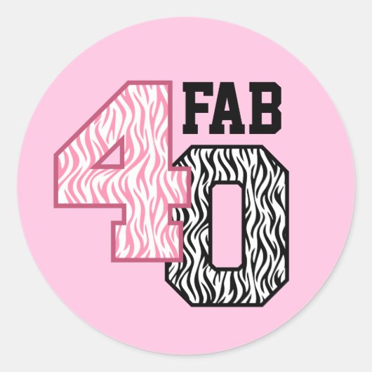 FAB 40th Birthday PINK白黒ゼブラプリント ラウンドシール (正面)