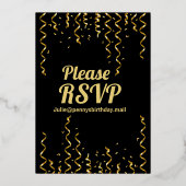 Fab 50ブラックと金ゴールドリボン誕生日パーティー 箔招待状 (裏面)