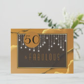Fab 50th誕生日金ゴールドおもしろい招待状 招待状 (スタンド正面)