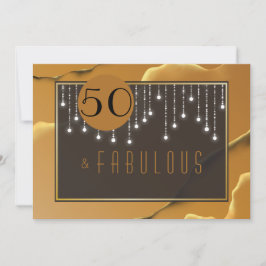 Fab 50th誕生日金ゴールドおもしろい招待状 招待状