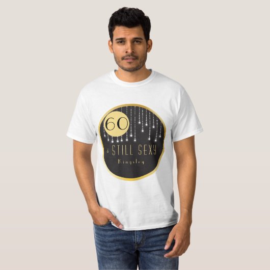 Fab 60誕生日クールおもしろいブラックTシャツ Tシャツ (正面フル)