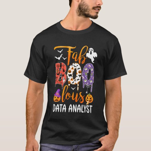 Fab Boo Lous Data Analyst Boo Ghost Pumpkin Hallow Tシャツ (正面)