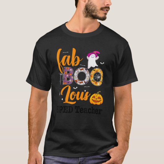 Fab Boo Lous Sped Teacher Leopard Spooky Halloween Tシャツ (正面)