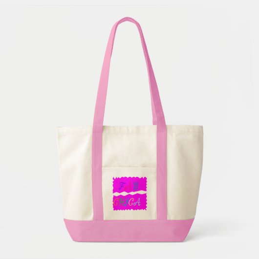 FAB CHICA刺繍のルック鮮やかなピンクデザイン トートバッグ (正面)