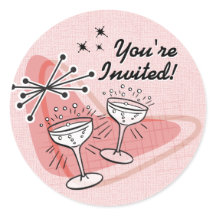 Fab Fiftiesの結婚婚約シャワーステッカー