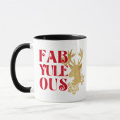 Fab-Yule-Ous Christmas Reindeer Red and Gold マグカップ (左)