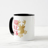 Fab-Yule-Ous Christmas Reindeer Red and Gold マグカップ (正面左)