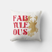 Fab-Yule-Ous Christmas Reindeer Red & Gold クッション (正面)
