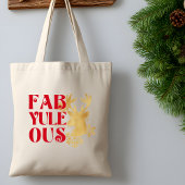 Fab-Yule-Ous Christmas Reindeer Red & Gold トートバッグ