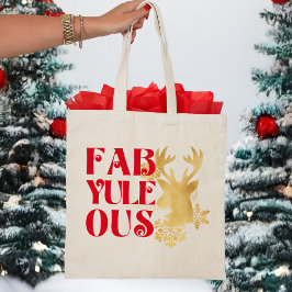 Fab-Yule-Ous Christmas Reindeer Red & Gold トートバッグ