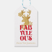 Fab-Yule-Ous Elegant Gold and Red Christmas  ギフトタグ (正面)