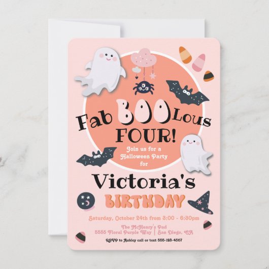 FabBOOlous小さなブーブハロウィーン誕生日パーティー 招待状 (正面)