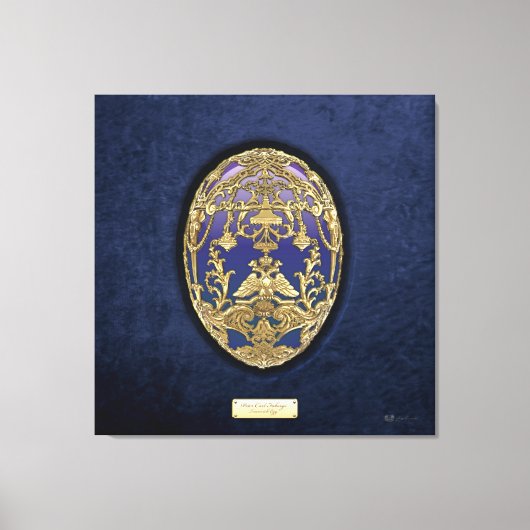 Faberge Eggs: Tsarevich Egg on Blue Velvet キャンバスプリント (正面)