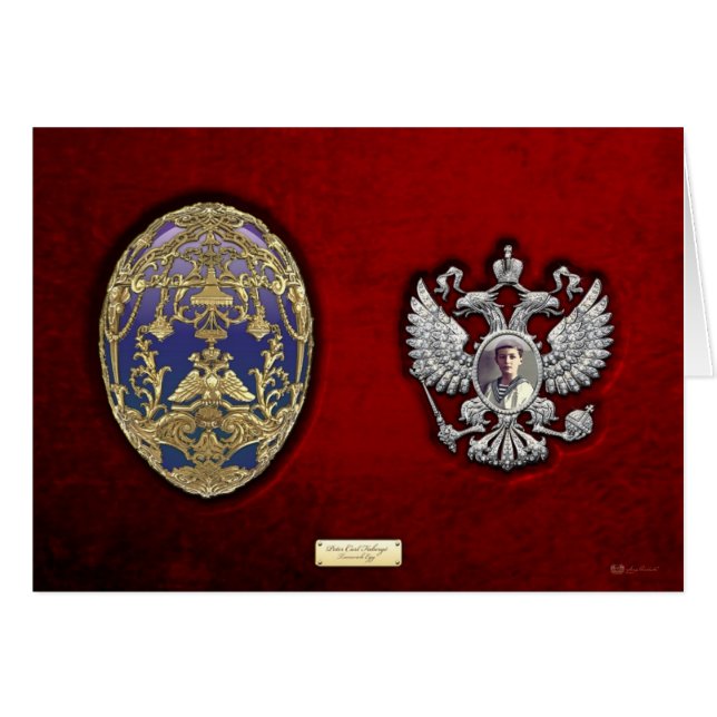 Faberge Tsarevich eggと赤いベルベットの驚き (正面横)