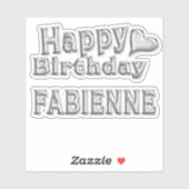 Fabienne Happy Birthday silver Aufkleber Sticker シール (シート)