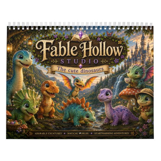Fable Hollow Studio かわいい恐竜の冒険 カレンダー (カバー)