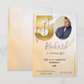 Fabolous ゴールド ゴールデン 50歳 名前入り 招待状 (正面/裏面)