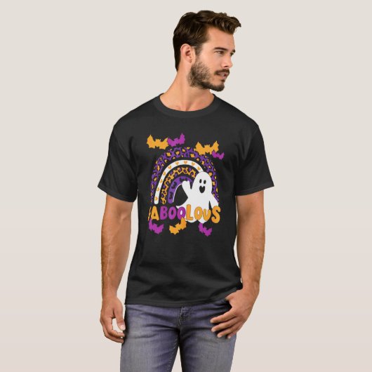 Faboolous Ghost And Rainbow Leopard Funny Hallowee Tシャツ (正面フル)
