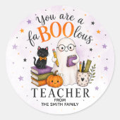 FaBOOlous Teacher Halloween ラウンドシール (正面)