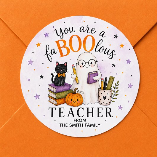 FaBOOlous Teacher Halloween ラウンドシール
