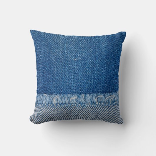 Fabric Blue Jeans Background、Denimテクスチャ クッション (正面)