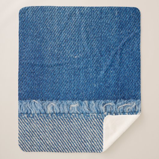 Fabric Blue Jeans Background、Denimテクスチャ シェルパブランケット (正面)