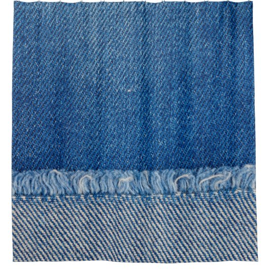 Fabric Blue Jeans Background、Denimテクスチャ シャワーカーテン (正面)