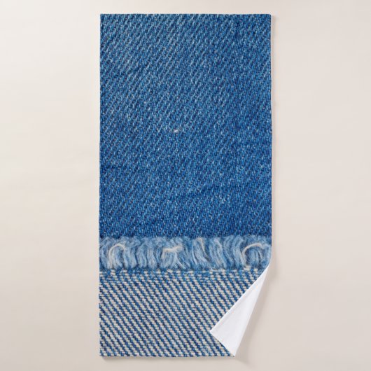 Fabric Blue Jeans Background、Denimテクスチャ バスタオル (バスタオル)