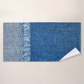 Fabric Blue Jeans Background、Denimテクスチャ バスタオル (バスタオル)