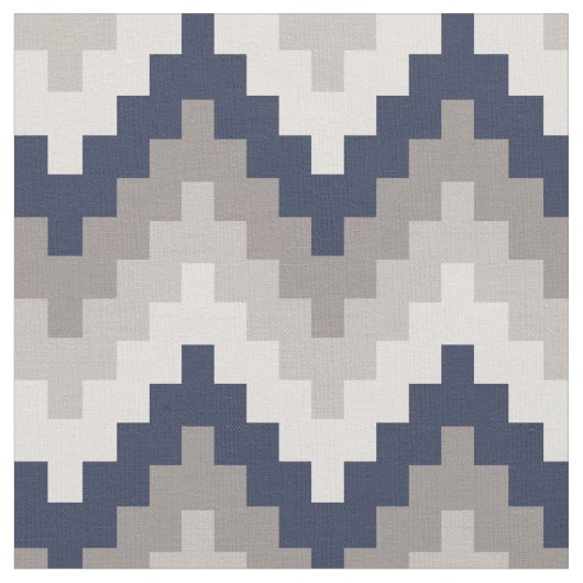 Fabric Chevron Geométrico Pattern Azul y Gray ファブリック (クローズアップ)