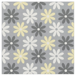 Fabric Floral Group Pattern Amarillo y Gris ファブリック