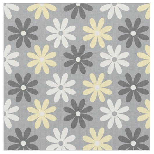 Fabric Floral Group Pattern Amarillo y Gris ファブリック (クローズアップ)